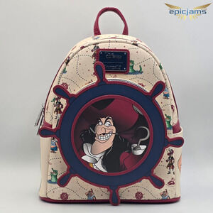 Loungefly Disney Peter Pan Captain Hook Ship Wheel Rotating Mini Backpack New